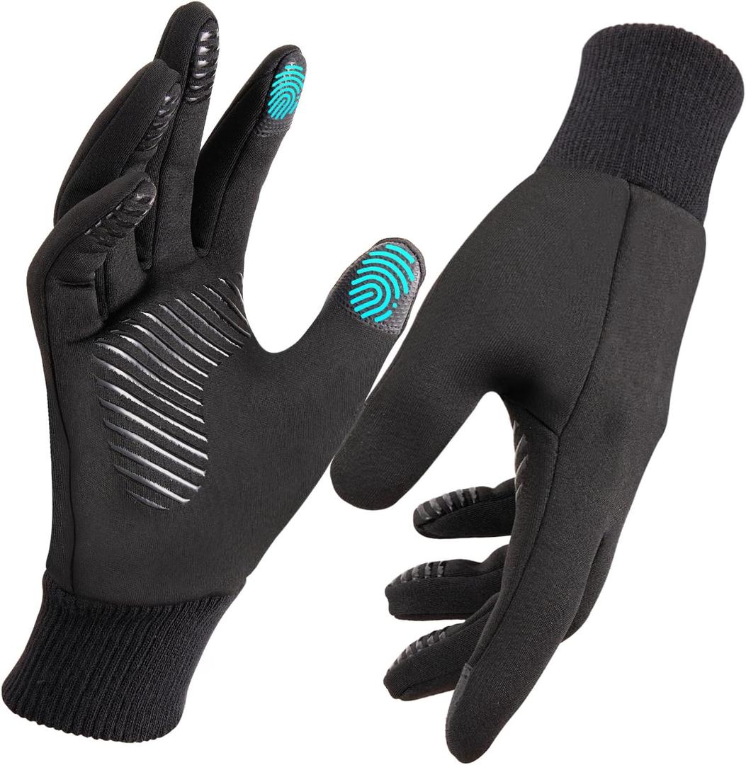 Winter Gloves for Men and Women in Cold Weather - Thermal Gloves with Touchscreen Fingers, Water Resistant Warm Gloves for Running, Bike and Hiking (XX-Small, Black)