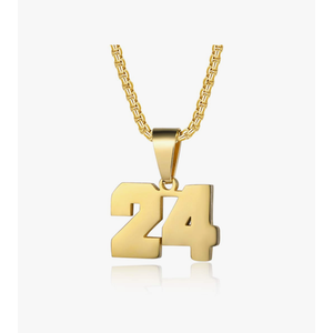 Number Necklaces Personalized Necklaces 18K Gold Plated Initial Number Pendant Stainless Steel Chain Sports Necklaces for Men Women 24