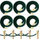 Fumete 6 Pieces Velvet Stanchion Rope Bulk 4 Feet Party Crowd Control Barrier Safety Velvet Rope with Gold Hook for Movie Theater Opening, Hotel, Carpet, Not Include Stanchion Post (Dark Green)