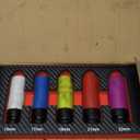 BOEN 1/2" Drive Wheel Protector Impact Socket, Non-Marring Lug Nut Thin Wall Deep Socket Set, CR-MO, 6 Point, Color-Coded Protective Socket | Metric 15 17 19 21 22 mm (5 PCS)