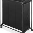Whitmor 3 Section Laundry Sorter with Wheels - Black