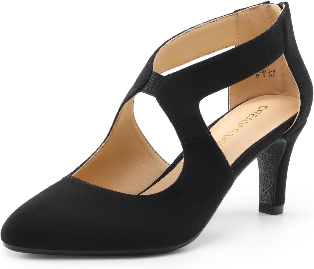 DREAM PAIRS Women's Pumps Closed Pointed Toe Kitten Heels Elegant Party Wedding Dress Shoes for Women (9, Black)