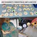 4" 100PCS Christmas Wooden Ornaments Unfinished, DIY Christmas Crafts for Kids Wood Slices DIY Crafts Supplies for Girls Adults, Xmas Ornaments Holiday Decoration (Round)