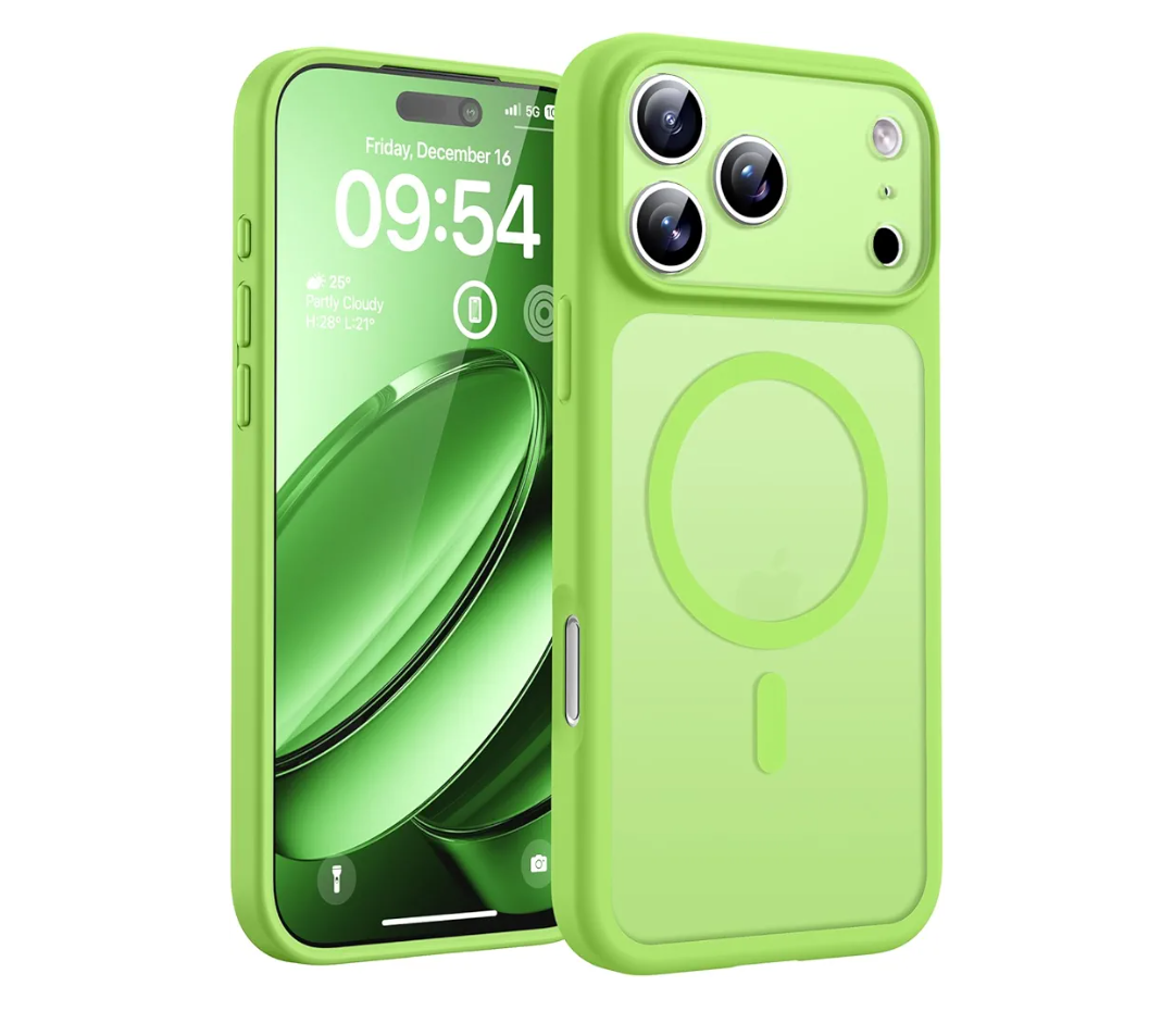TOCOL for 17Pro Case, Full Camera Protection, Built-in Magnetic Ring, Compatible with Magsafe Charger, Drop Protection, Translucent Matte Phone Case for 17 Pro 6.3 inch (Light Green)