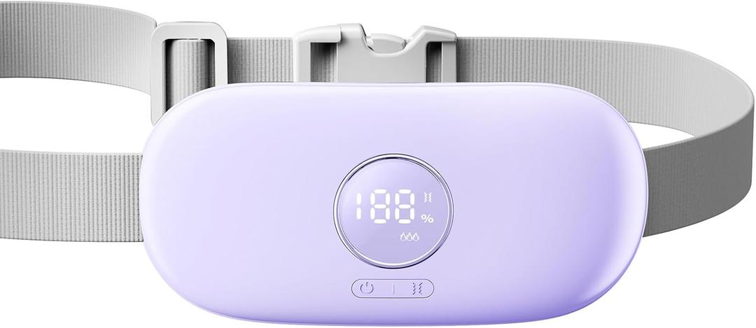 Gaiatop Portable Heating Pad for Period Cramps, 5000mAh Rechargeable Battery, 2H Timer, 3 Heat and 6 Massage Mode for Relieve Menstrual Pain, Cordless Belt Stocking Stuffer for Women Girls (Purple)