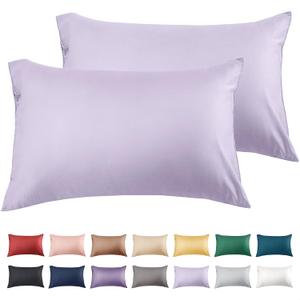 Warmstar 100% Cotton Toddler Pillowcase Set of 2, 600 Thread Count 13x18 Toddler Pillowcases Soft & Breathable, Cotton Travel Pillow Case Cover 13"x 18" with Envelope Closure,Light Purple