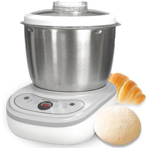 Dough Mixer 7L Large Capacity Electric Dough Maker with Ferment Function for Baking Bread Dough&Pizza Dough - Dough whisk 304 Stainless Steel Blender Add water/seasoning with Top Small Window (Grey 7.4Qt)