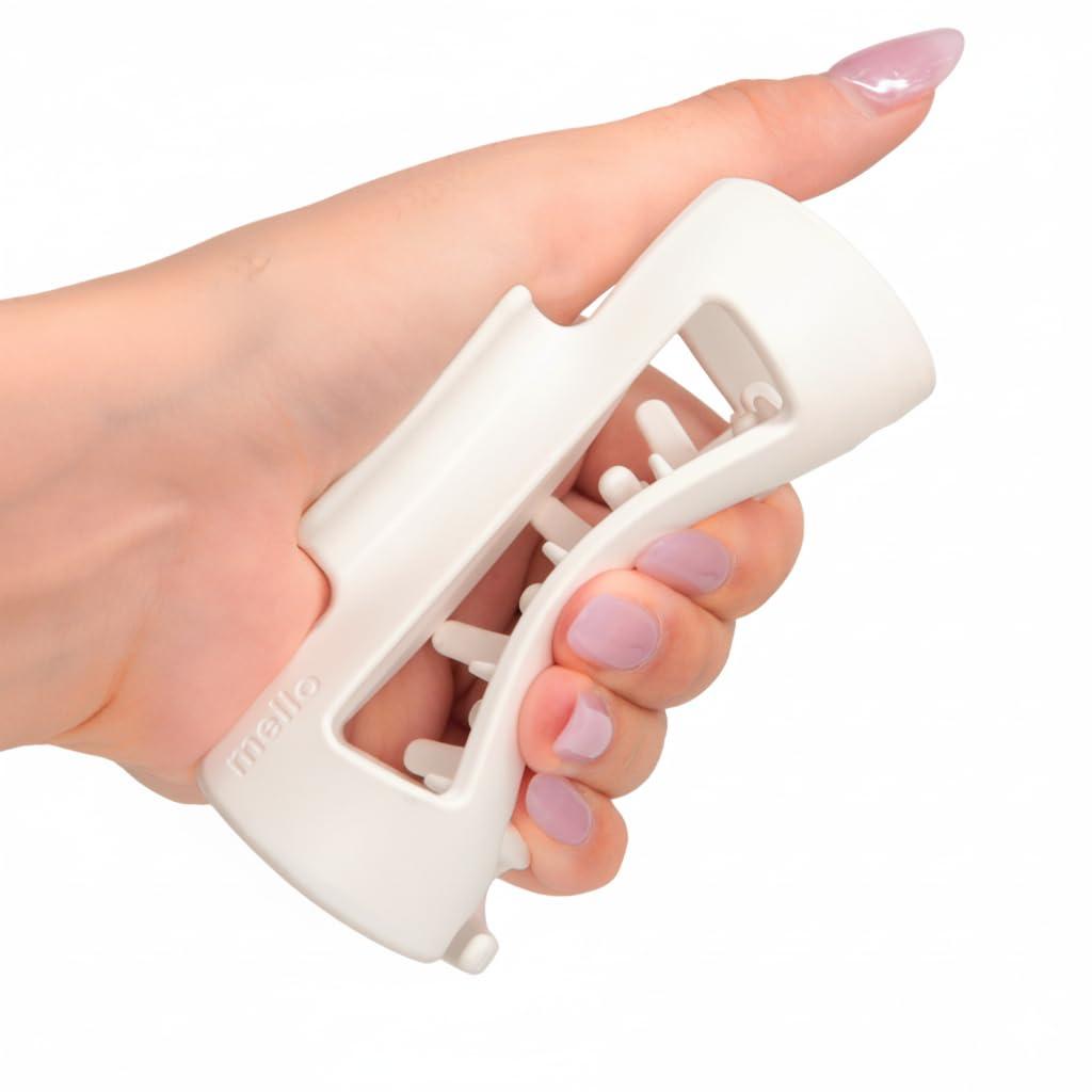 The Original Mello Hair Claw Clip Squishy Claw Clip Made in Korea Patent Pending 30021976 (White, Medium)