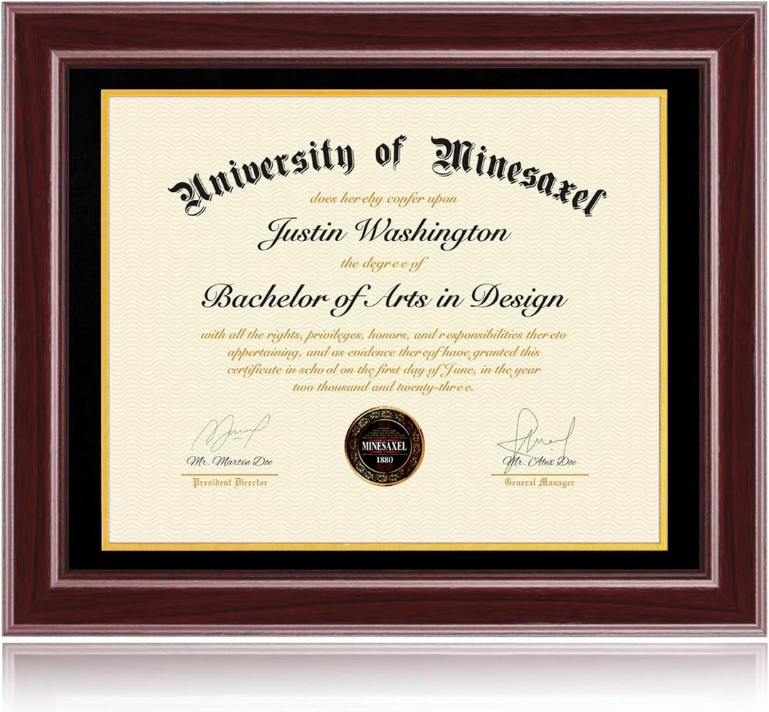 16x20 Diploma Frames 14x17 with Black Mat, Fits Degree Certificate Document, 20 x 16 Cherry Red Frame with Tempered Glass Panel for Wall Mounting