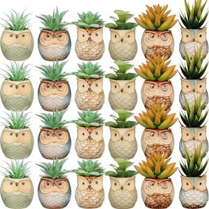 Nitial 19 Pack Owl Succulent Plant Pots Mini Small Ceramic Pots with Drainage Hole Cute Planters for Plants, Plants Not Included, Home Office Desk Garden Gift Ideas, 2 Size
