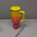 VUSIGN 40 oz Tumbler with Handle and Straw Lid, Stainless Steel Vacuum Insulated Tumbler Travel Mug Water Bottle Cup for Water Iced Tea Coffee Smoothie Car, Red-Yellow Mixed