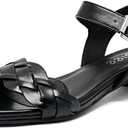 Women's Heels Chunky Heeled Sandals for Women, Summer Block Low Heels Ankle Strappy Square Open Toe Dressy Wedding Womens Sandals. (9.5, Black 087)