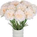 Uznaeoi Fake Carnations,15PCS Champagne Carnations Artificial Flowers 22.83in Silk Carnations with Stems for Wedding Party Home Table Decor(Champagne)