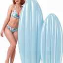 2 Pcs Inflatable Surfboard Decorations, Macaron Color Pool Floats, Blow-up Pastel Surfboard for Hawaiian Beach Summer Pool Sea Party Props (Blue,33 Inch,57 Inch)