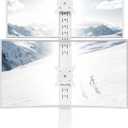 Dual Monitor Stand - Vertical Stack Screen Free-Standing Monitor Riser Fits Two 13 to 34 Inch Screen with Swivel, Tilt, Height Adjustable, Holds One (1) Screen up to 44Lbs HT05W-002 White