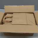 100 Pack 5.8x3.2x8.25 Inch Brown Kraft Paper Gift Bags with Handles - Bulk Small Plain Natural Bags for Birthday Party Favors, Grocery, Retail Shopping, Wedding, Craft, Goody, Takeouts, and Business