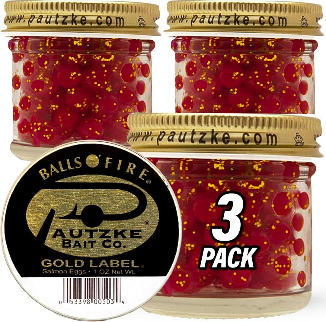 Bait and Catch Starter Pack, 3 Autzke Gold Label Salmon Eggs, Gold Danielson Swivels and Baiting Knife