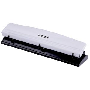 Bostitch Office Premium 3 Hole Punch, 12 Sheet Capacity, Metal, Rubber Base, Easy-Clean Tray, White (KT-HP12-WHITE)