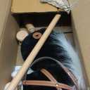 HollyHOME Stick Horse Plush Handcrafted Hobby Horse on a Stick with Wood Wheels Real Pony Neighing and Galloping Sounds for Kids Toddlers Black 36 Inches(AA Batteries Required)