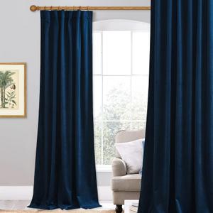 StangH 108 inches Navy Blue Velvet Curtains, Luxury Super Soft Thick Window Drapes for Bedroom, Privacy Sliding Door Curtains Room Dividers, Wide 52 x Long 108 inches, 1 Panel