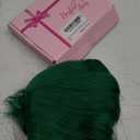 LOSMOEER Green Wig with Bangs Short Wavy Wigs for Women Shoulder Length Curly Bob Wigs Heat Resistant Synthetic Wigs for Halloween Cosplay Daily Party Use (14 Inch)