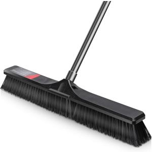 Push Broom Outdoor Heavy Duty, Masthome 24" Push Broom with Stiff Bristles, Heavy Duty Garden Broom, Outdoor Stiff Sweeping Broom for Garage Yard Patio Deck Concrete Wood Stone Floors Scrub and Cleaning