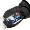 SCRUBIT Ice Scraper with Glove [2 Pack] - Car Windshield Scraper for Ice and Snow w/Fleece Mitt - Quickly Scrape and Remove Snow While Staying Warm - Waterproof - Car Scraper Snow Brush (Black)