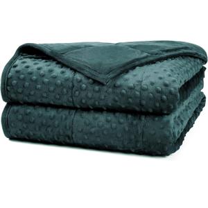 Alomidds Weighted Blanket for Adults (60"x80",15lbs Queen Size - Green), Cooling Breathable Soft and Comfort Minky, Heavy Blanket with Glass Beads