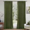 LAMIT Sage Green Velvet Curtains 120 Inch for Living Room, Vintage Thermal Room Darkening Panels Back Tab and Rod Pocket Noise Reducing Drapes for Bedroom/Farmhouse, 2 Panels, 52 x 120 Inch
