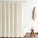 Naturoom Extra Long Light Beige Linen Shower Curtain 86 Inch Long Weighted Thick Fabric Bath Curtain Set with Hooks XLong Tall Country Farmhouse Curtains for Bathroom 72x86