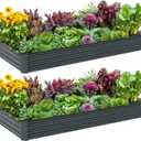 2PCS 8x4x1FT Galvanized Raised Garden Bed, Galvanized Planter Raised Garden Boxes Outdoor, Large Metal Raised Garden Beds for Vegetables-Grey