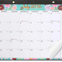 Floral 2026 Wall Calendar, Tear-Off Monthly Calendars from January to December 2026, Hanging Calendar for Recording Anniversaries and Appointments, 17"× 12”