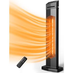 Uthfy 37" Outdoor Heaters for Patio, Electric Patio Heater with Remote, 12H Timer, IPX5 Waterproof, Tip-Over & Overheat Protection, Portable Infrared Heater for Indoor, Outside, Porch, Garage, Shop