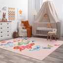 STARUIA Girls Rugs for Bedroom, 5x7 Washable Pink Kids Rugs for Playroom Nursery, Non Slip Soft Butterfly Area Rug, Baby Carpet for Kids Room Daycare Tent Dorm Castle Indoor Decor