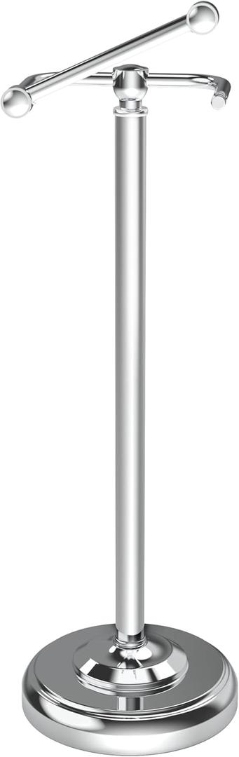 Toilet Paper Holder Stand, Polished Chrome Toilet Paper Holder Free Standing, Post Pivoting Design & Stable Weighted Base SUS304 Stainless Steel for Bathroom(Mega Roll) (22"H - No Storage)