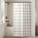 Kids Boho Shower Curtain Set with Hooks, Minimalist Hand-Drawn Soft Pastel Stripes in Warm Earth Tones, Waterproof Fabric Shower Curtain for Modern Farmhouse Bathroom, 72" x 72"