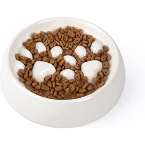 Slow Feeder Dog Bowls Ceramic, Non-Slip Slow Feeder Bowl for Small Medium Dogs & Cats, Puzzle Puppy Food Dish for Fast Eater