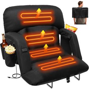 DEKEMASTER 25'' Heated Stadium Seat with Back Support, Sofa-Style Comfort, Extra Wide