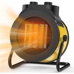 Space Heaters for Indoor Use, 1500W PTC Electric Heater with 90°Adjustable Angle, Fast Safety Heat, Small Portable Heater for Office Home (Yellow)