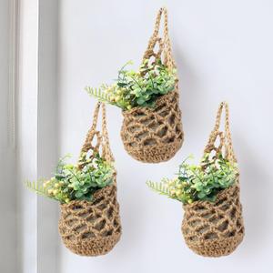3 Packs Hanging Planters for Indoor Plants up to 4 in., Wall Plant Holder | Plant Hanger Indoor, Wall Planters for Indoor Plants, Hanging Plant (3PK, for 4 inch Pot) (Jute X 3pc)