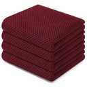 Homaxy 100% Cotton Waffle Weave Kitchen Dish Towels, Ultra Soft Absorbent Quick Drying Cleaning Towel, 13 x 28 Inches, 4-Pack, Burgundy