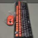 FOPETT Wireless Keyboard and Mouse Combo - 2.4G Full-Sized Cute Colorful Mouse and Keyboard with 104 Round Keys Retro Typewriter Keyboard for Laptop/Windows/PC - Black Orange