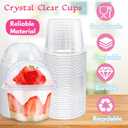 Alaeseje 100 Pack 8oz Disposable Clear Plastic Cups with Dome Lids(Hole in the Lid),PET Dessert Cups,Disposable Snack Bowls for Ice Cream,Cake,Fruit,Parfait, Pudding and Jello Shot