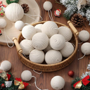 Gejoy 24 Pcs Burlap Christmas Boho Balls Ornaments 3.15 2.36 1.57 Inch Farmhouse Balls Rustic Ornaments for Home Xmas Tree Wreath Garland Holiday Party Decoration