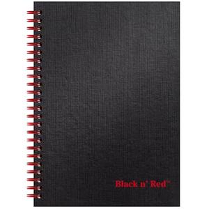 Black n' Red Notebook, Business Journal, 8-1/4" x 5-1/4", 70 Sheets, Ruled, Optik Paper, Scribzee App, Hardcover, Wirebound, Black (L67000)