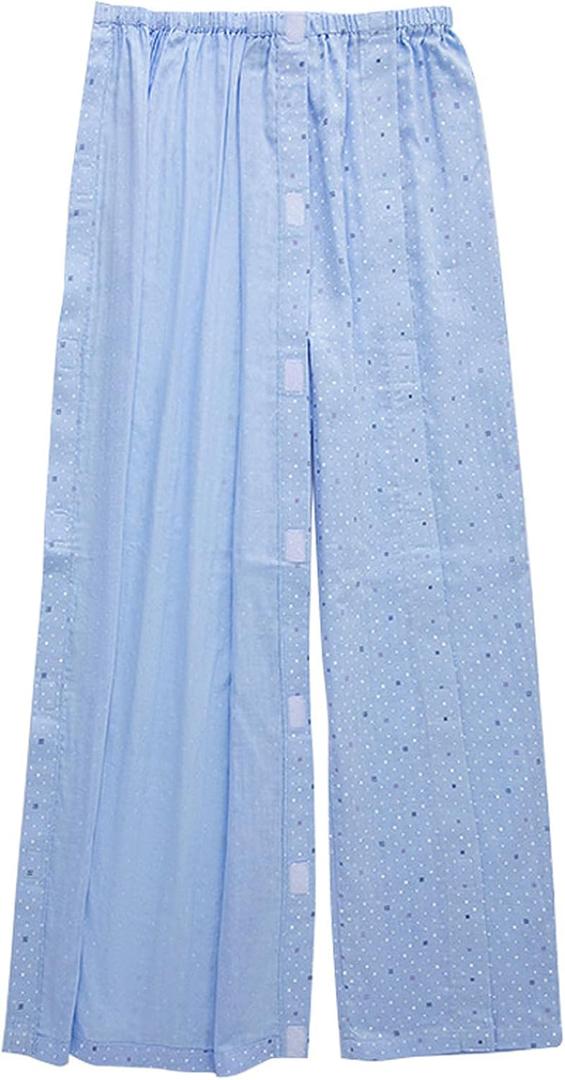 Men's Tear Away postoperative Nursing Pants with Magic Stick, Fracture Trousers, Disability Clothing, Paralyzed Bedridden Patient Clothes for Post Surgery(Blue,2XL) (2X-Large-Man)