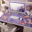 Floral Butterfly XXL Gaming Mouse Pad 48"x 24",Waterproof Non-Slip Desk Mat