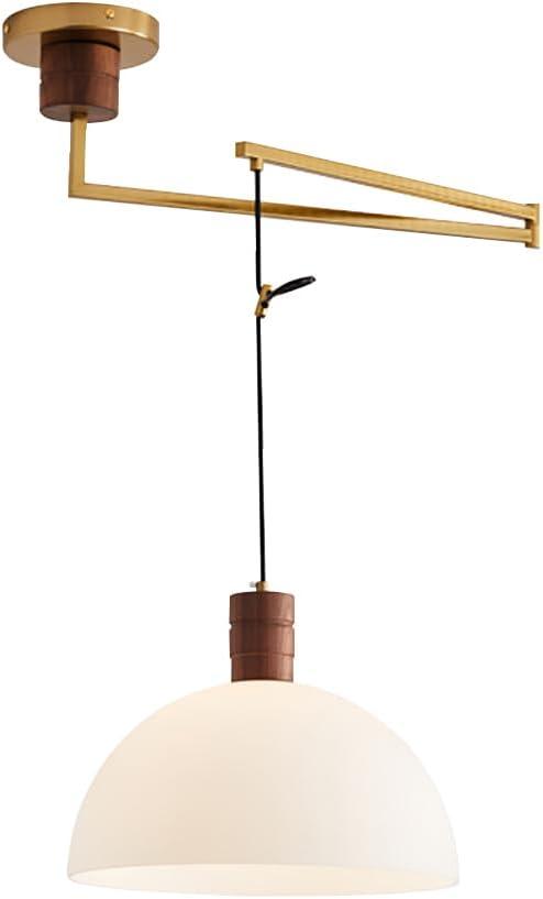 Adjustable Pendant Light Fixture, Industrial Swing Arm Hanging Light with Glass Shade, Dome Ceiling Pendant Light for Dining Room Living Room in Gold Adjustable Pendant Light Fixture, Industrial Swing Arm Hanging Light with Glass Shade, Dome Ceiling Pendant Light for Dining Room Living Room in Gold