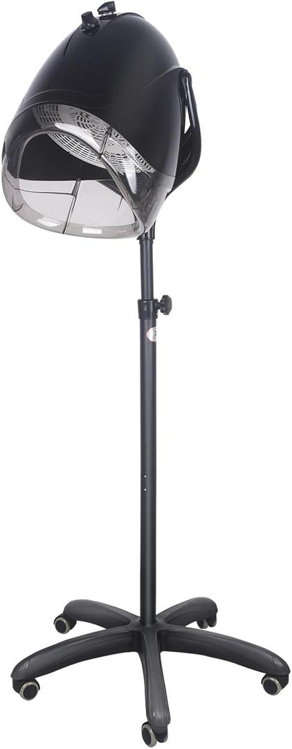 1000W Professional Hooded Hair Dryer, Standing Blow Hair Dryer with Cap and Wheels, Temperature and time are Adjustable, Suitable for Salon and Home (Black)