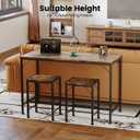 Homeiju Bar Table and Chairs Set, Bar Table with 2 Stools, Space-Saving Dining Pub Set for 2, Perfect for Kitchen, Breakfast Nook, Living Room & Small Spaces (Rustic Brown), 43.3 x 18.9 x 35.6 inches